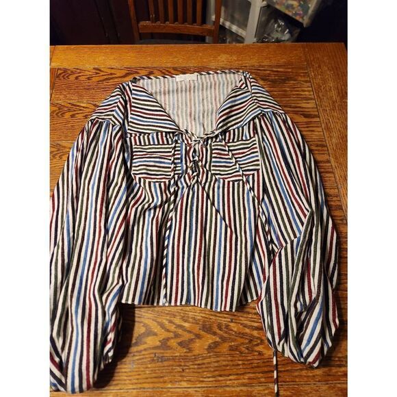 Caroline Constas Olympia Pocket multi color striped Top sz Small - Picture 2 of 5